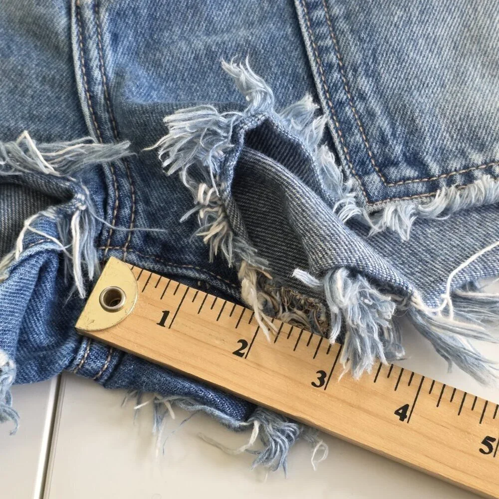 Hidden LA Shorts Women L Blue Distressed Cotton Beach Hippie Raw Hem 4182M-DK - Picture 7 of 16